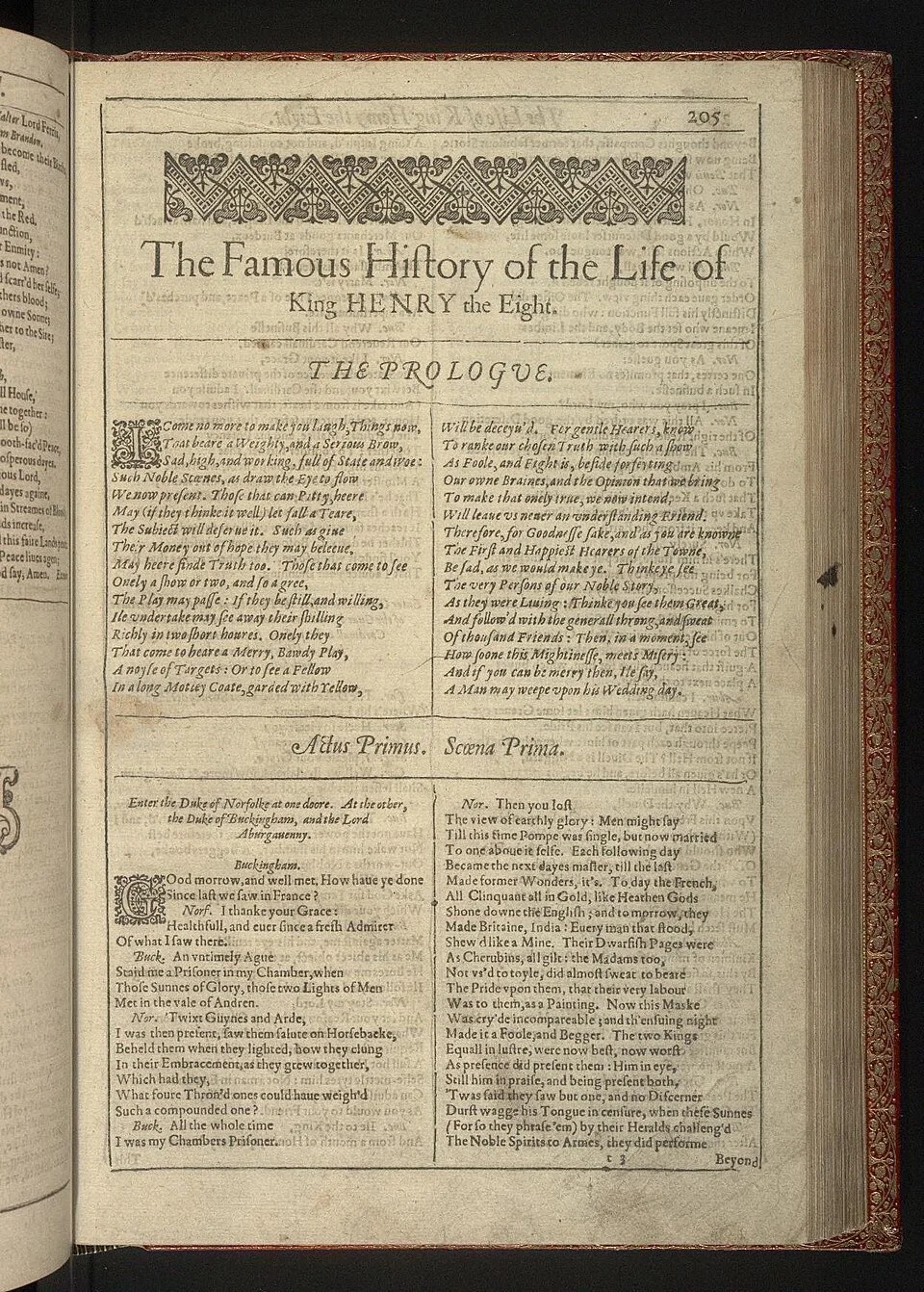 莎士比亚《第一对开本》书影；出版于其去世之后。 · William Shakespeare · Public domain · 网页等比例缩放展示