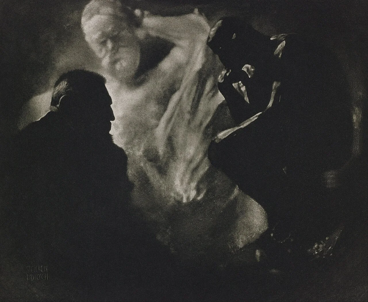 Edward Steichen 摄，公有领域——《罗丹〈沉思者〉》，约 1905–1908（Google 艺术计划版）