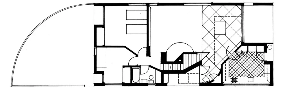 母亲住宅一层平面 · Wikimedia Commons，Robert Venturi，CC BY-SA 4.0