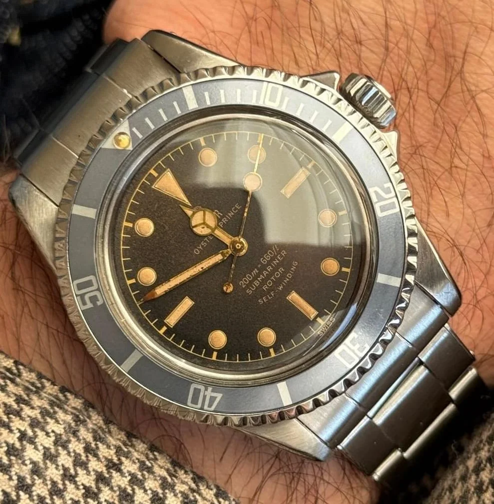 帝舵 Oyster Prince Submariner · 注意方形针尖的「雪花」针与劳力士 Mercedes 针的差异