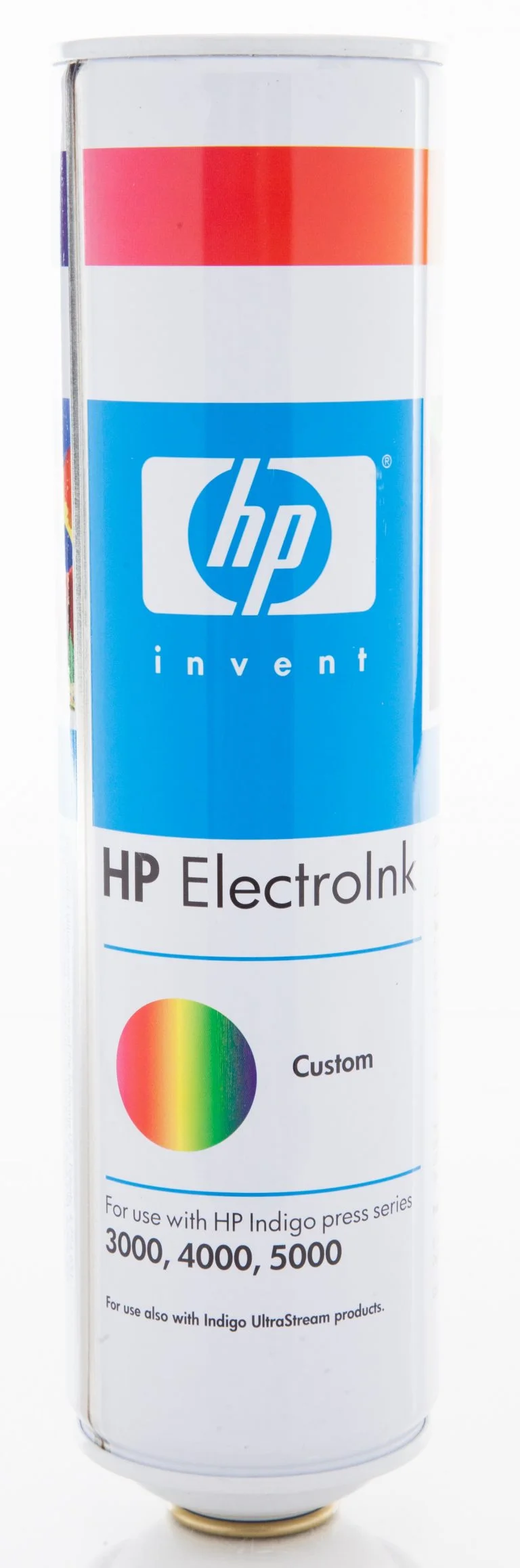 HP档案馆收藏的ElectroInk容器，保留hp与invent的实际包装应用；物件照片不用于推定设计年份；图像版权及署名见来源，个人摄影者未单列。来源页保留版权；未发现开放转载许可。仅本地研究预览，公开发布前须另行核权。