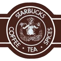 星巴克 1971–1987 年棕色塞壬标志（木刻风格全身像）。英文维基百科合理使用文件，商标权归 Starbucks Corporation