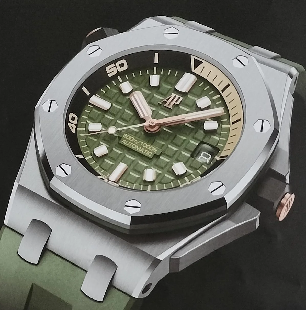 皇家橡树离岸型潜水款——1993年诞生的更粗犷分支。 · 图像文件署名：Clyde94；CC BY-SA 4.0；网页缩放，原始文件保留。