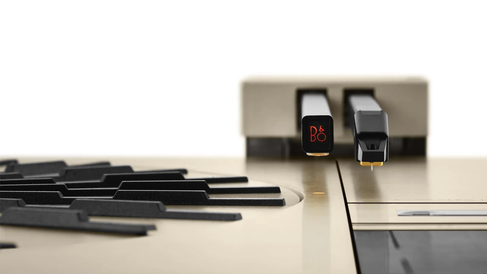 Beogram 4000c 修复版的唱臂细节；此图不是 1972 年原始样机。 © Bang & Olufsen。