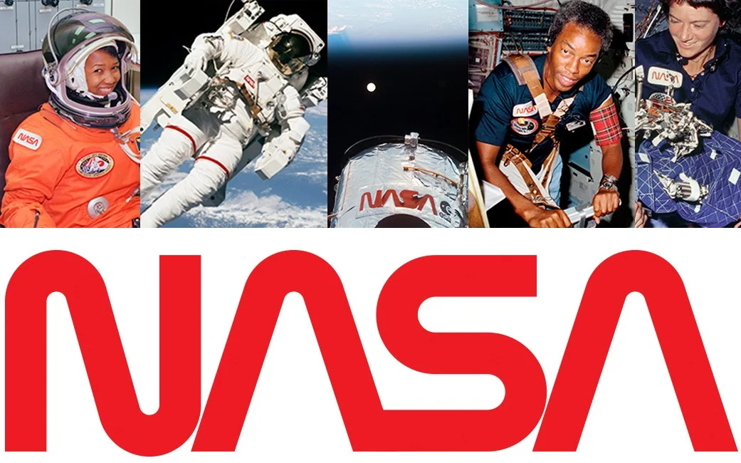 Worm 在宇航员服装与航天设备上的历史应用拼图 · NASA；单张摄影者见原图档案