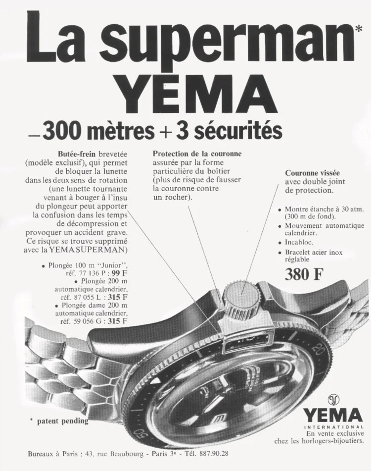 Yema Superman · 注意表圈锁杆:防误碰的安全机构